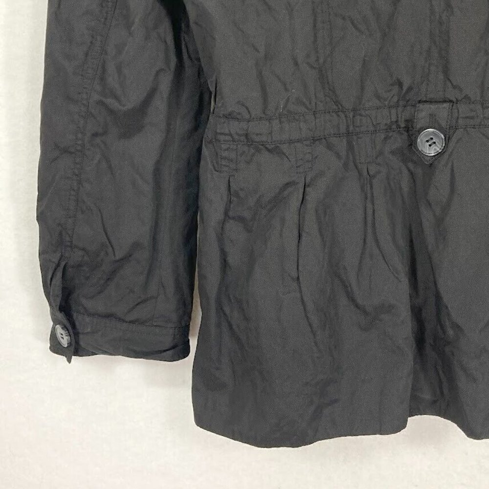 Chico's Lightweight Rain Utility Jacket Roll Tab Sleeves Black Small - Picture 3 of 6